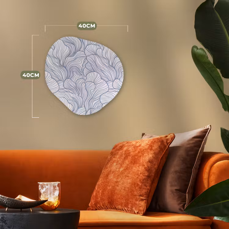 Patroon - Lijnen - Organisch - Abstract - Blauw Wandcirkel Organisch Forex 3mm klein -sfeer3