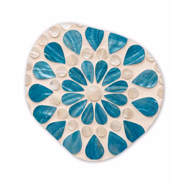 Patroon - Mozaïek - Schelpen - Abstract - Turquoise Wandcirkel Organisch Forex 3mm klein -3d