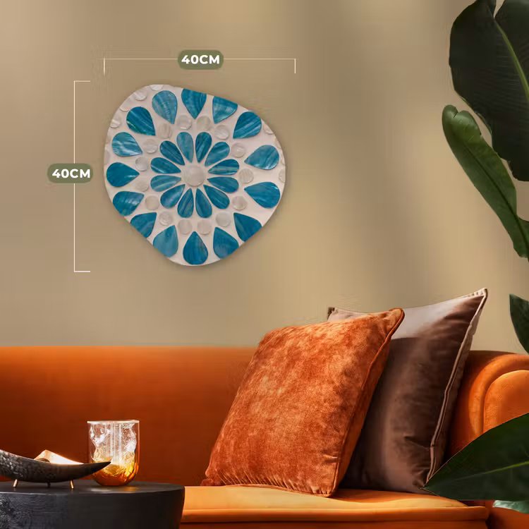 Patroon - Mozaïek - Schelpen - Abstract - Turquoise Wandcirkel Organisch Forex 3mm klein -sfeer3