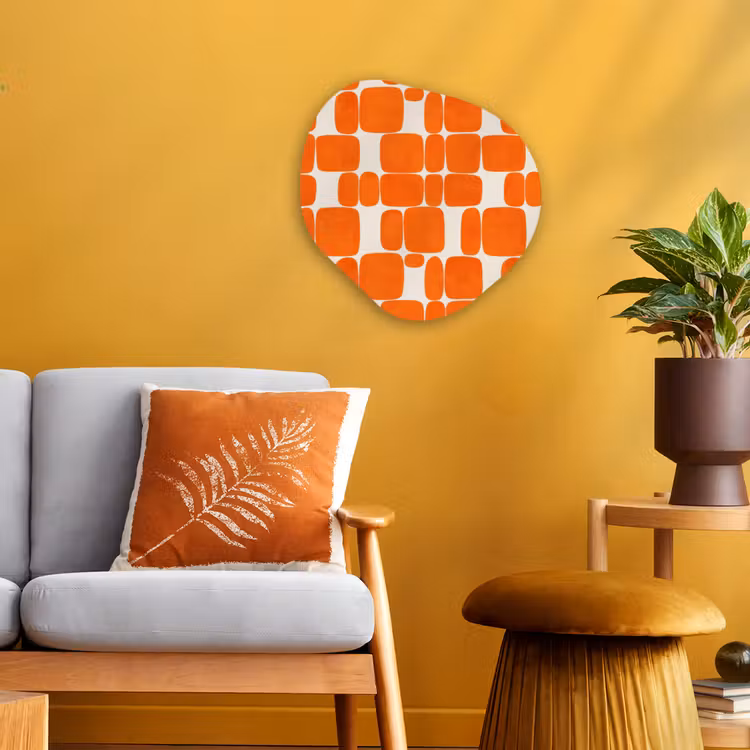 Patroon - Retro - Oranje Wandcirkel Organisch Forex 3mm klein 629 -sfeer4
