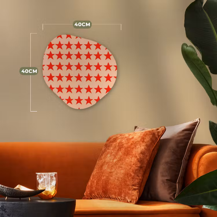 Patroon - Sterren - Rood Wandcirkel Organisch Forex 3mm klein 629 -sfeer3