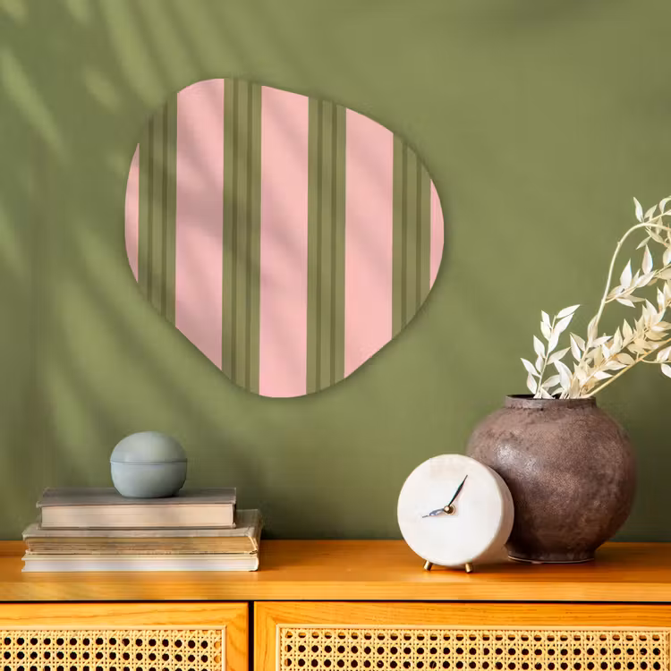 Patroon - Strepen - Abstract - Roze - Groen Wandcirkel Organisch Forex 3mm klein -sfeer2