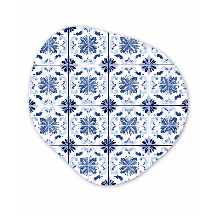 Patroon - Tegel - Blauw Wandcirkel Organisch Forex 3mm klein 629 -3d