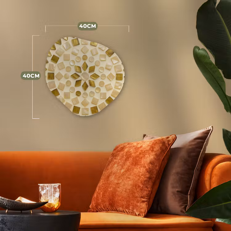 Patroon - Vormen - Mozaïek - Abstract - Goud Wandcirkel Organisch Forex 3mm klein -sfeer3