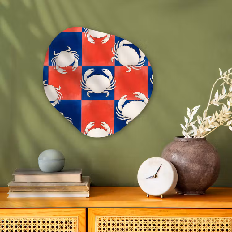 Patroon - Zeeleven - Rood - Blauw - Abstract Wandcirkel Organisch Forex 3mm klein -sfeer2