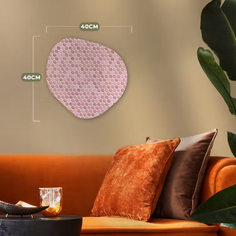 Penny - Mozaïek - Lichtroze Wandcirkel Organisch Forex 3mm klein 629 -sfeer3