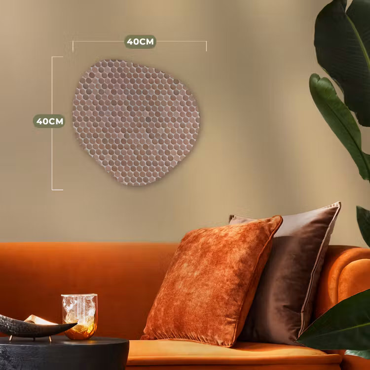 Penny - Mozaïek - Oudroze - Terracotta Wandcirkel Organisch Forex 3mm klein 629 -sfeer3