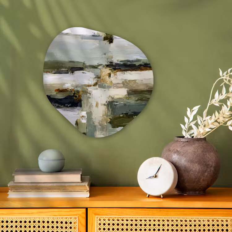 Penseelstreken - Groen - Abstract - Japandi Wandcirkel Organisch Forex 3mm klein -sfeer2