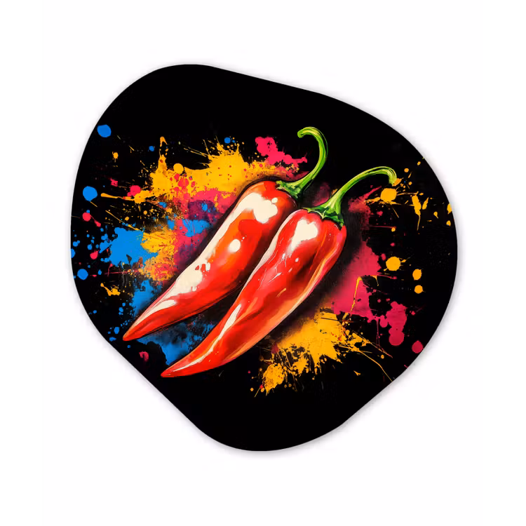 Peper - Graffiti - Verf - Abstract - Modern - Kleurrijk Wandcirkel Organisch Forex 3mm klein -3d