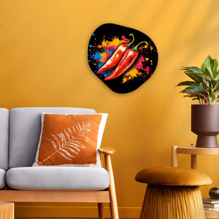 Peper - Graffiti - Verf - Abstract - Modern - Kleurrijk Wandcirkel Organisch Forex 3mm klein -sfeer4