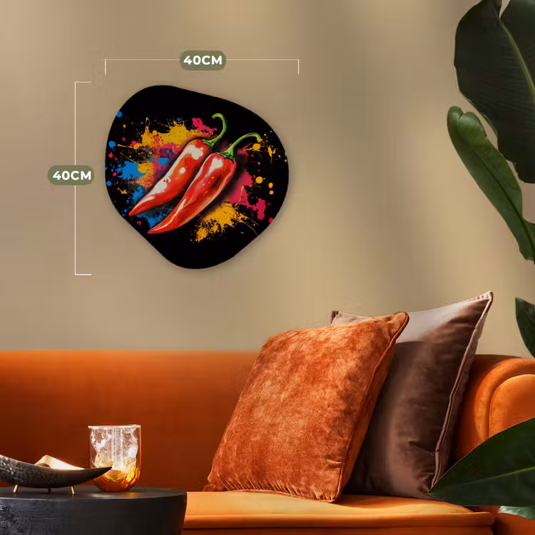 Peper - Graffiti - Verf - Abstract - Modern - Kleurrijk Wandcirkel Organisch Forex 3mm klein -sfeer3