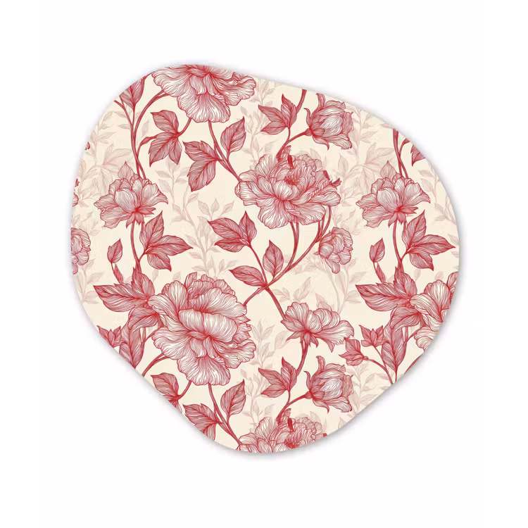 Pioenrozen - Modern - Rood Wandcirkel Organisch Forex 3mm klein 629 -3d