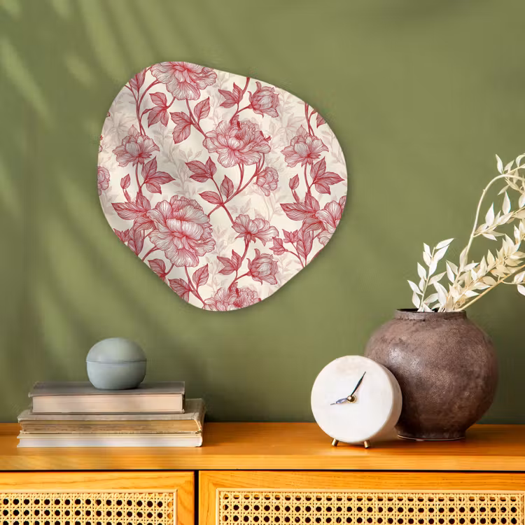 Pioenrozen - Modern - Rood Wandcirkel Organisch Forex 3mm klein 629 -sfeer2