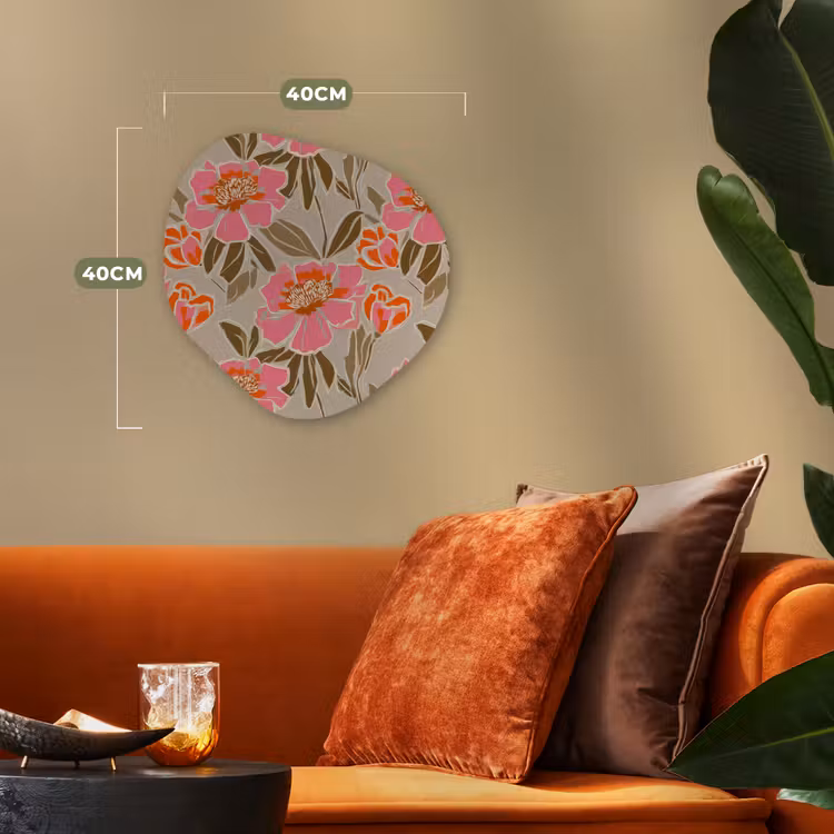 Pioenrozen - Patroon - Roze Wandcirkel Organisch Forex 3mm klein 629 -sfeer3
