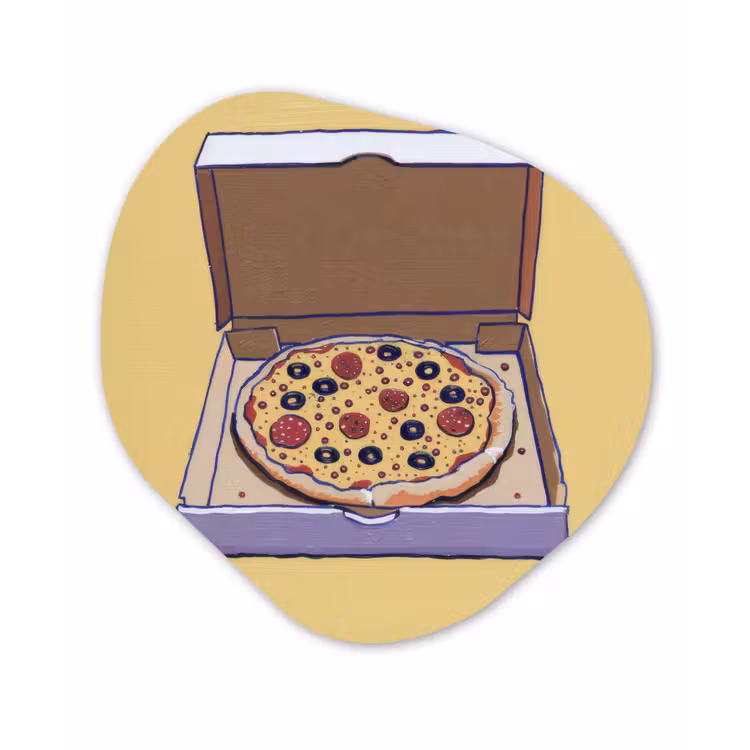 Pizza - Doos - Salami - Illustratie Wandcirkel Organisch Forex 3mm klein -3d