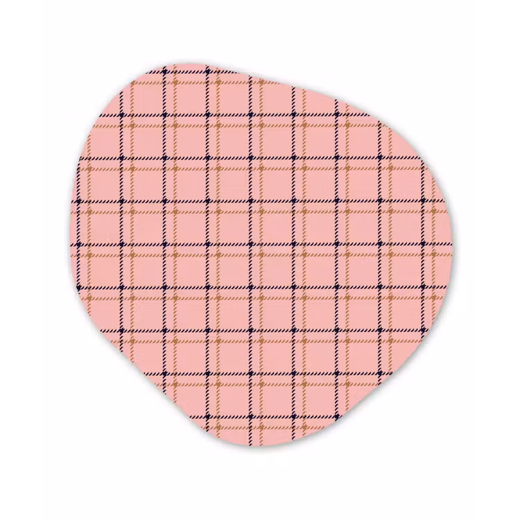 Plaid - Patroon - Gestreept - Roze Wandcirkel Organisch Forex 3mm klein 629 -3d