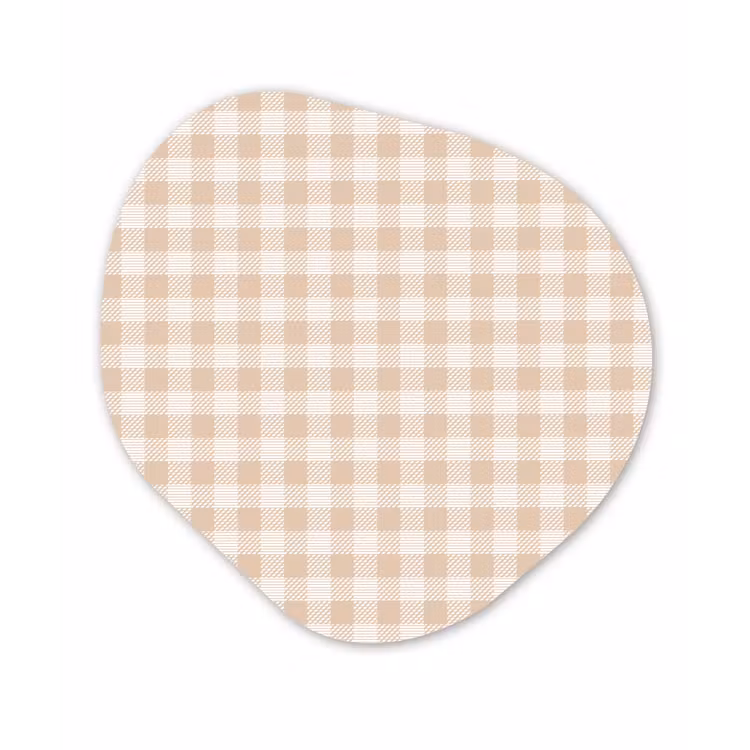 Plaid - Patroon - Vierkant - Beige Wandcirkel Organisch Forex 3mm klein 629 -3d