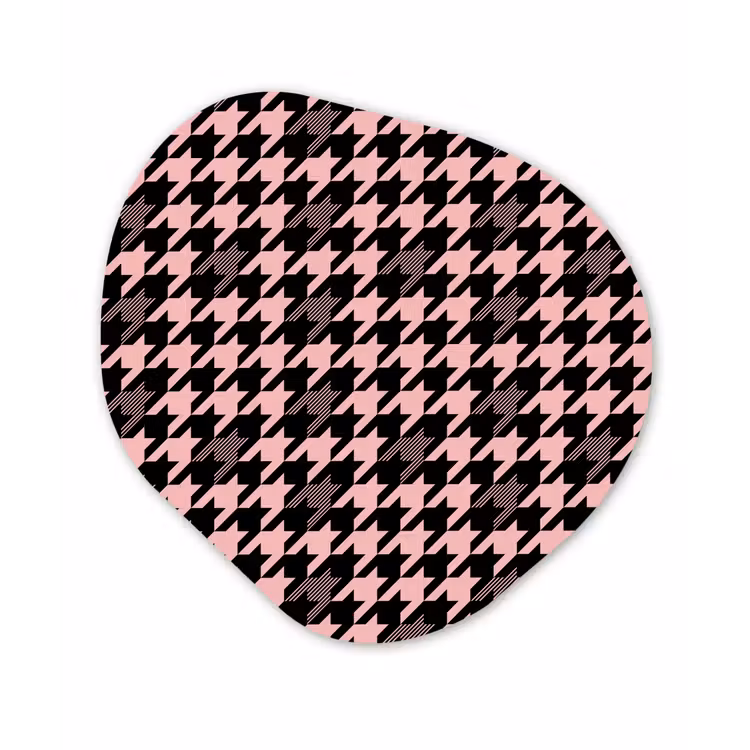 Plaid - Patroon - Zwart - Roze Wandcirkel Organisch Forex 3mm klein 629 -3d