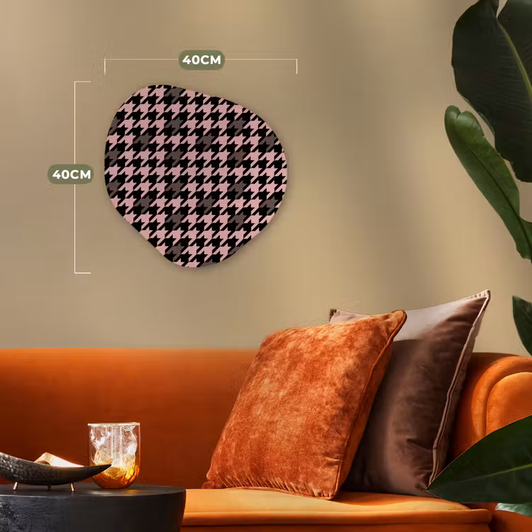 Plaid - Patroon - Zwart - Roze Wandcirkel Organisch Forex 3mm klein 629 -sfeer3