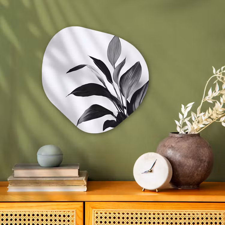 Plant - Bladeren - Minimalistisch - Zwart Wandcirkel Organisch Forex 3mm klein -sfeer2