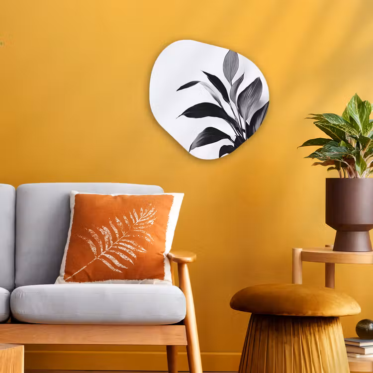 Plant - Bladeren - Minimalistisch - Zwart Wandcirkel Organisch Forex 3mm klein -sfeer4