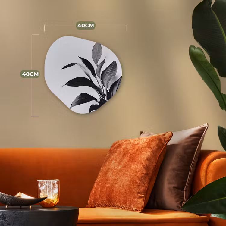 Plant - Bladeren - Minimalistisch - Zwart Wandcirkel Organisch Forex 3mm klein -sfeer3