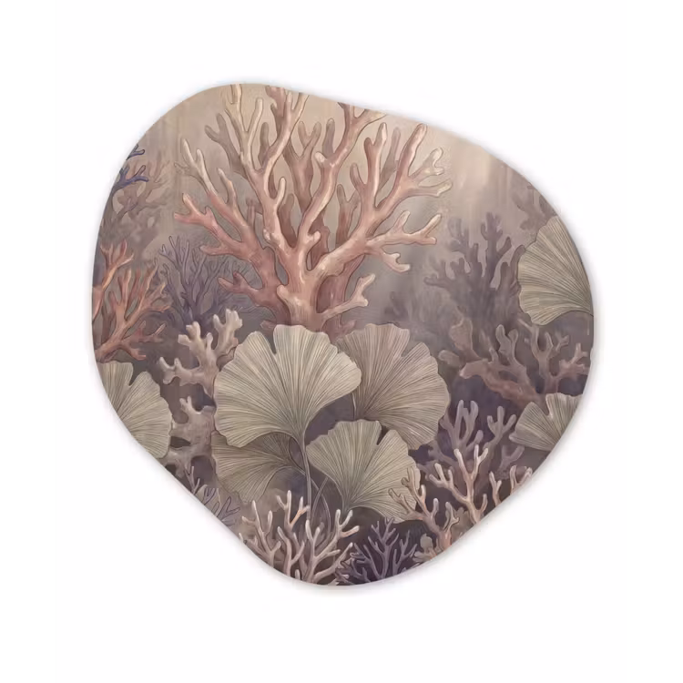 Plant - Bladeren - Zee - Illustratie - Groen Wandcirkel Organisch Forex 3mm klein -3d