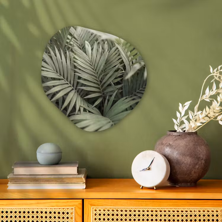 Plant - Palmbladeren - Natuur - Groen Wandcirkel Organisch Forex 3mm klein -sfeer2
