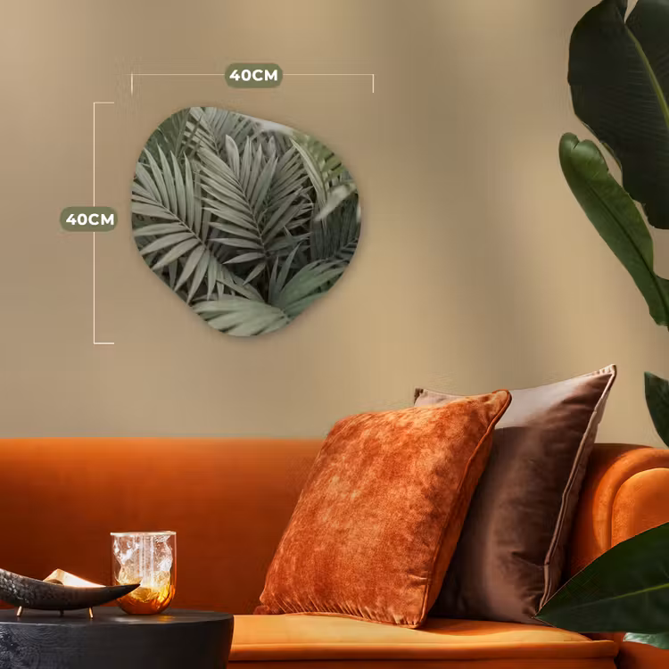 Plant - Palmbladeren - Natuur - Groen Wandcirkel Organisch Forex 3mm klein -sfeer3