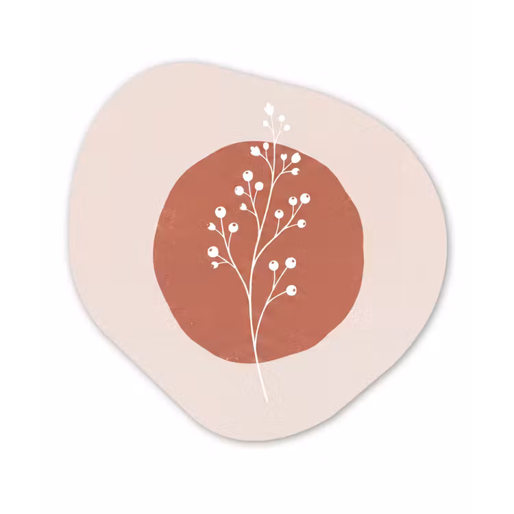 Plant - Tak - Abstract - Modern - Wit Wandcirkel Organisch Forex 3mm klein -3d