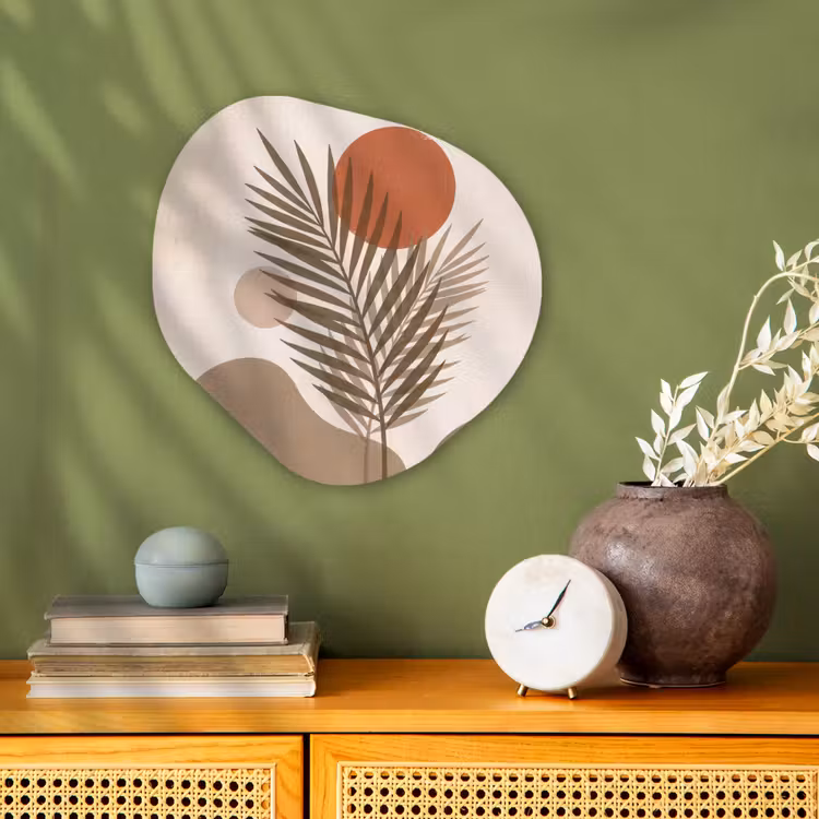 Planten - Bladeren - Abstract - Modern - Beige Wandcirkel Organisch Forex 3mm klein -sfeer2