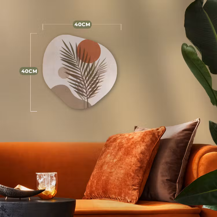 Planten - Bladeren - Abstract - Modern - Beige Wandcirkel Organisch Forex 3mm klein -sfeer3