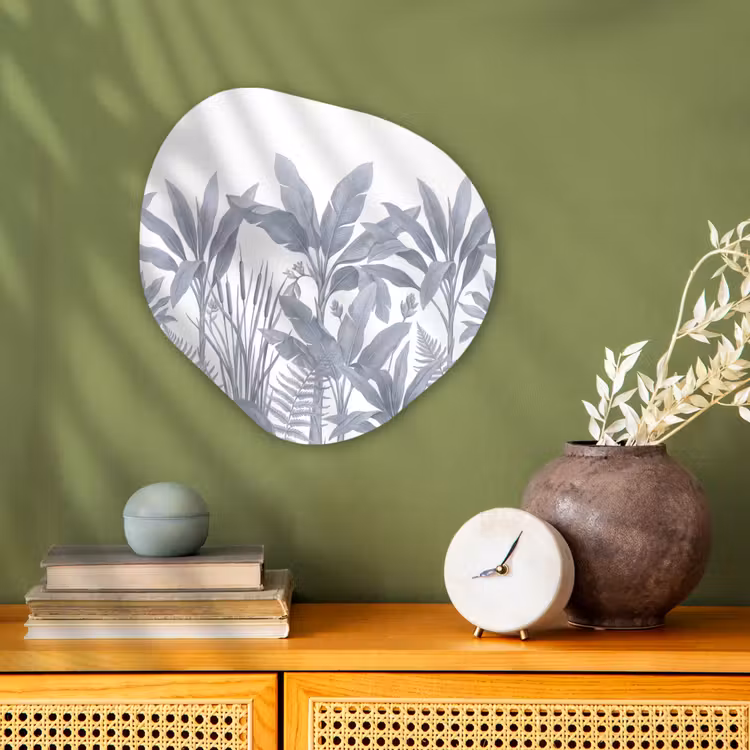 Planten - Bladeren - Natuur - Grijs Wandcirkel Organisch Forex 3mm klein -sfeer2