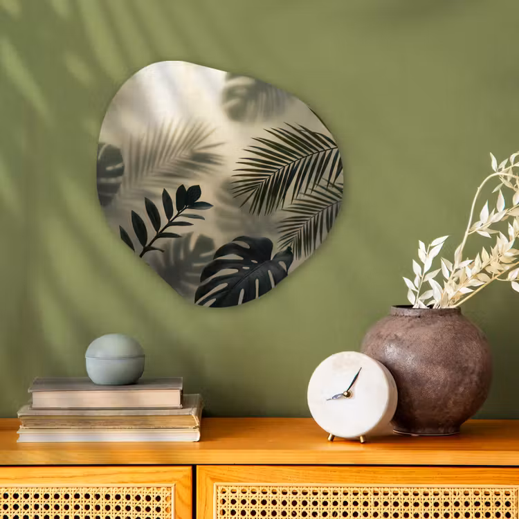 Planten - Bladeren - Schaduwen - Groen - Modern Wandcirkel Organisch Forex 3mm klein -sfeer2