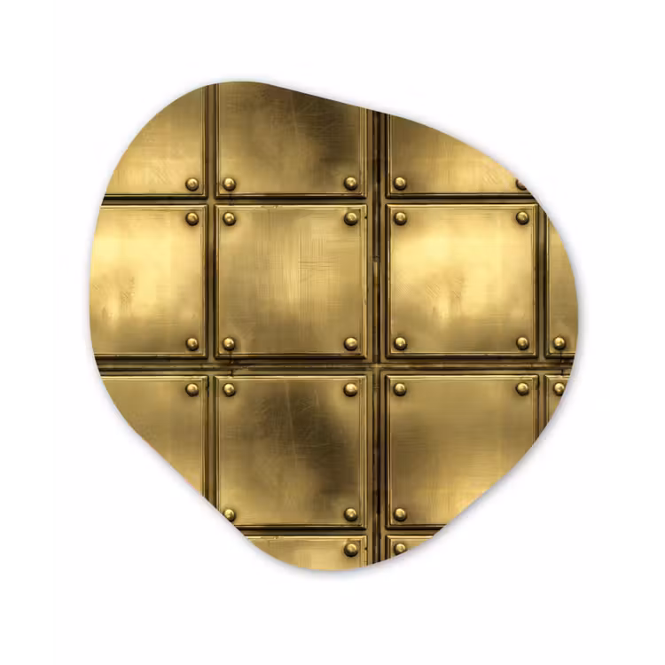 Platen - Industrieel - Stoer - Goud Wandcirkel Organisch Forex 3mm klein 629 -3d