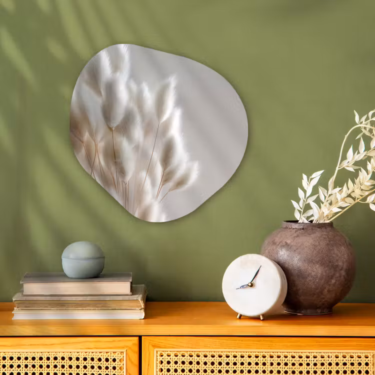 Pluimen - Beige - Minimalistisch Wandcirkel Organisch Forex 3mm klein -sfeer2