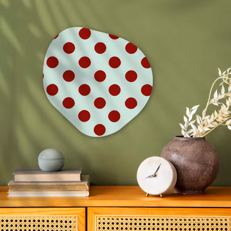 Polka - Dots - Rood Wandcirkel Organisch Forex 3mm klein 629 -sfeer2