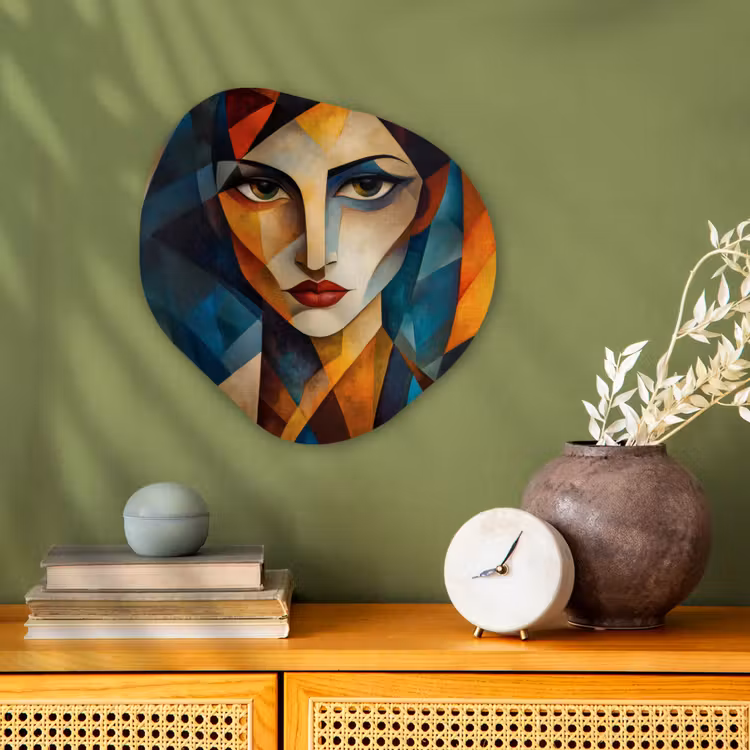 Portret - Abstract - Vormen Wandcirkel Organisch Forex 3mm klein -sfeer2