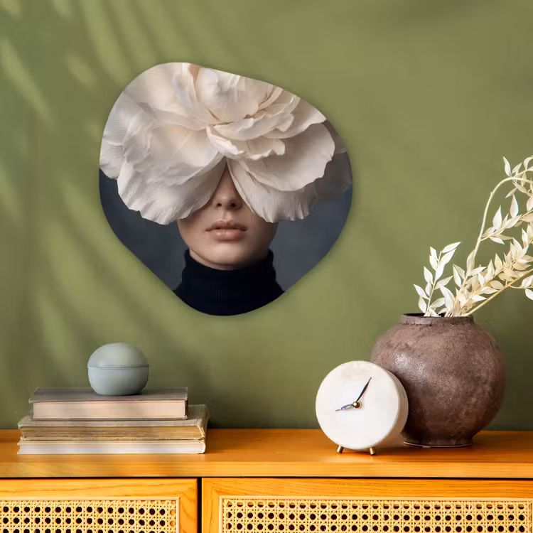 Portret - Mysterieus - Wit Wandcirkel Organisch Forex 3mm klein -sfeer2