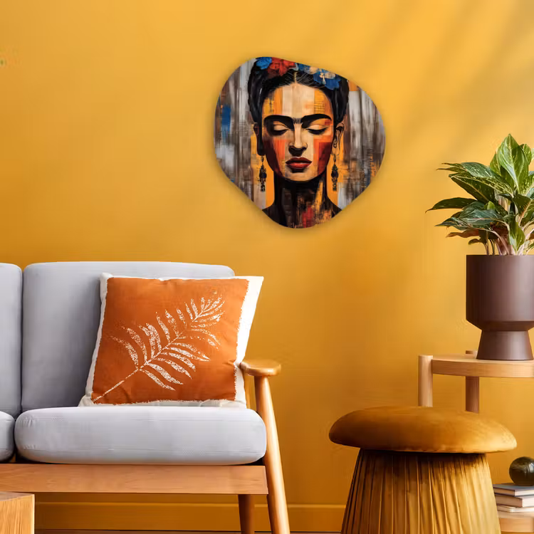 Portret - Vrouw - Bloemen Wandcirkel Organisch Forex 3mm klein -sfeer4