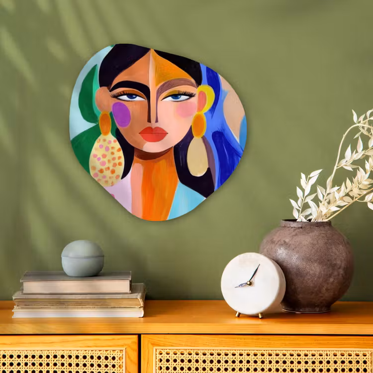 Portret - Vrouw - Modern Wandcirkel Organisch Forex 3mm klein -sfeer2