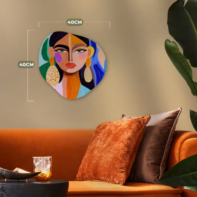 Portret - Vrouw - Modern Wandcirkel Organisch Forex 3mm klein -sfeer3