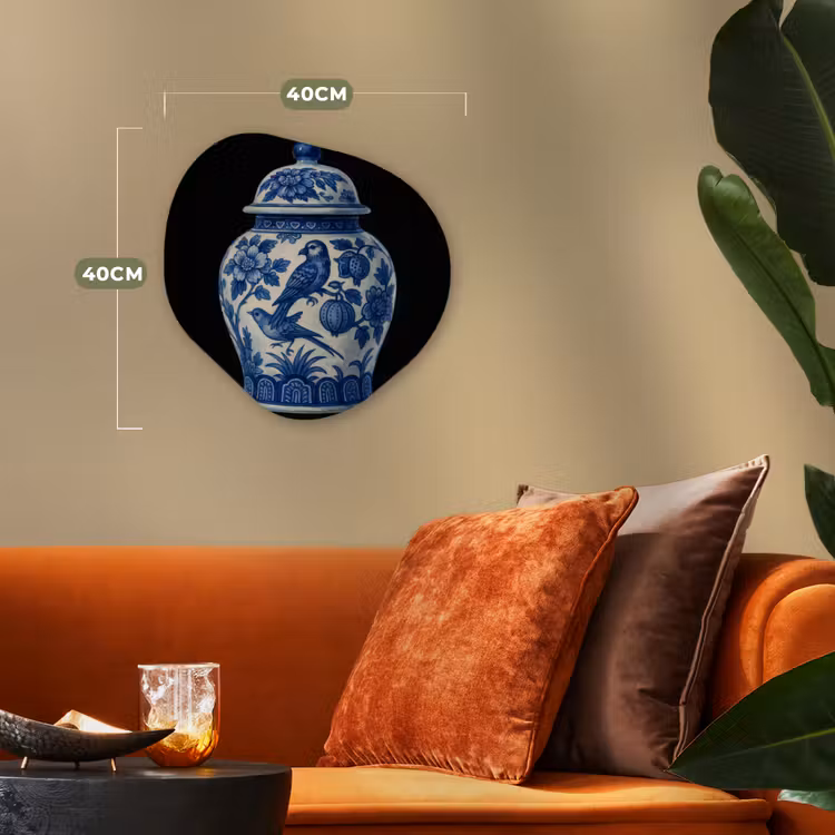 Pot - Delfts Blauw - Bloemen Wandcirkel Organisch Forex 3mm klein -sfeer3