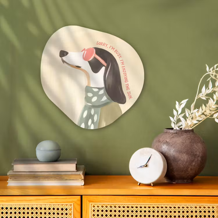Quote - Hond - Zonnebril Wandcirkel Organisch Forex 3mm klein -sfeer2