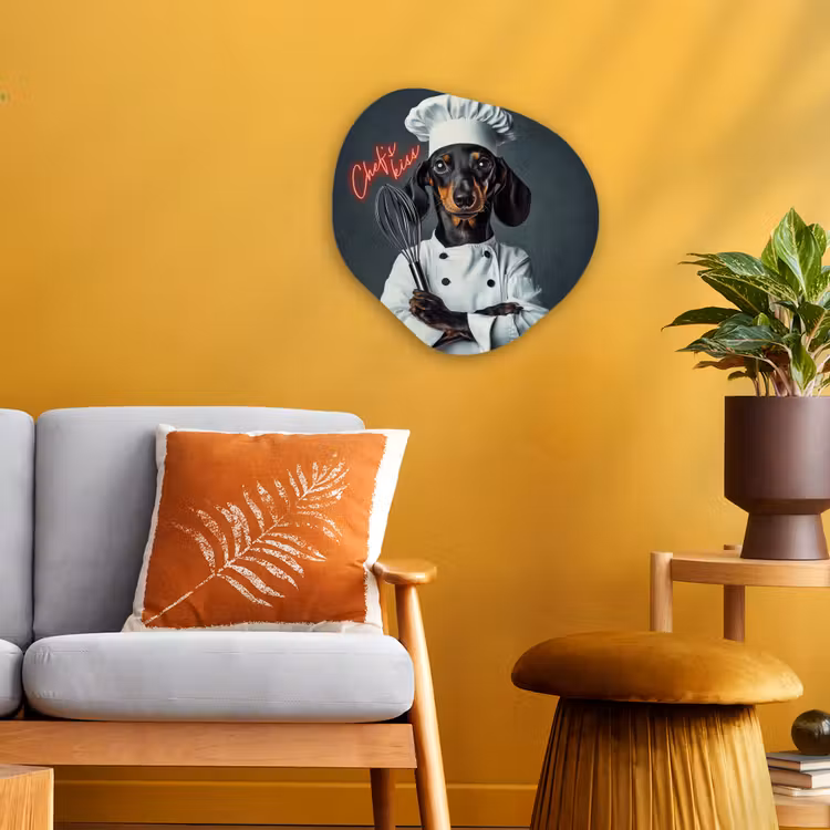Quote - Neon - Hond - Kokskleding Wandcirkel Organisch Forex 3mm klein -sfeer4