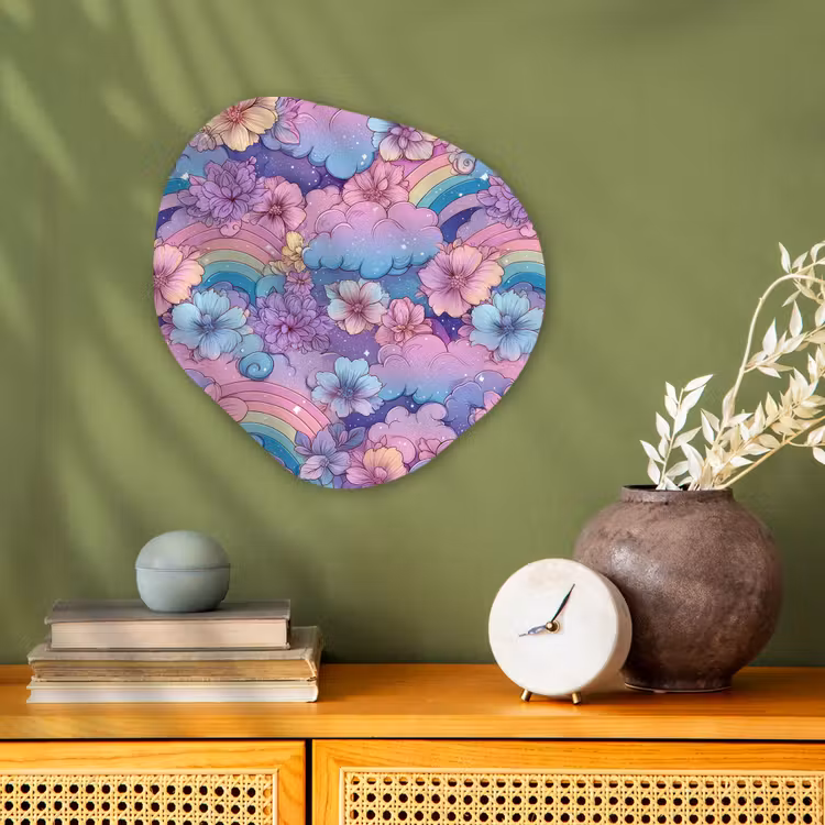 Regenbogen - Bloemen - Kleurrijk - Wolken Wandcirkel Organisch Forex 3mm klein -sfeer2