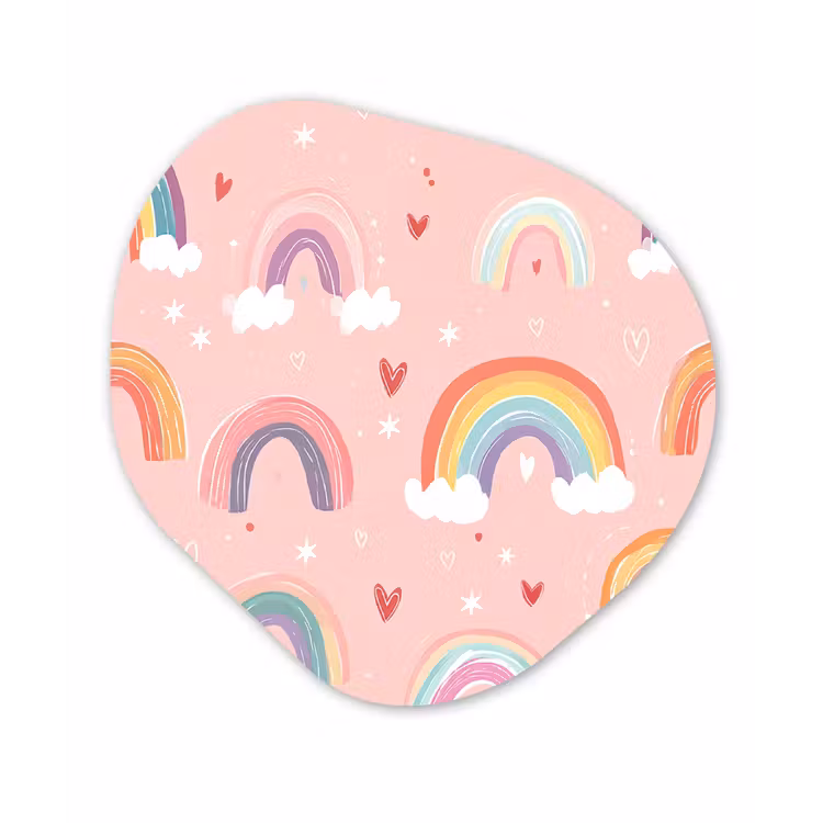 Regenboog - Patroon - Pastel - Handgetekend Wandcirkel Organisch Forex 3mm klein -3d