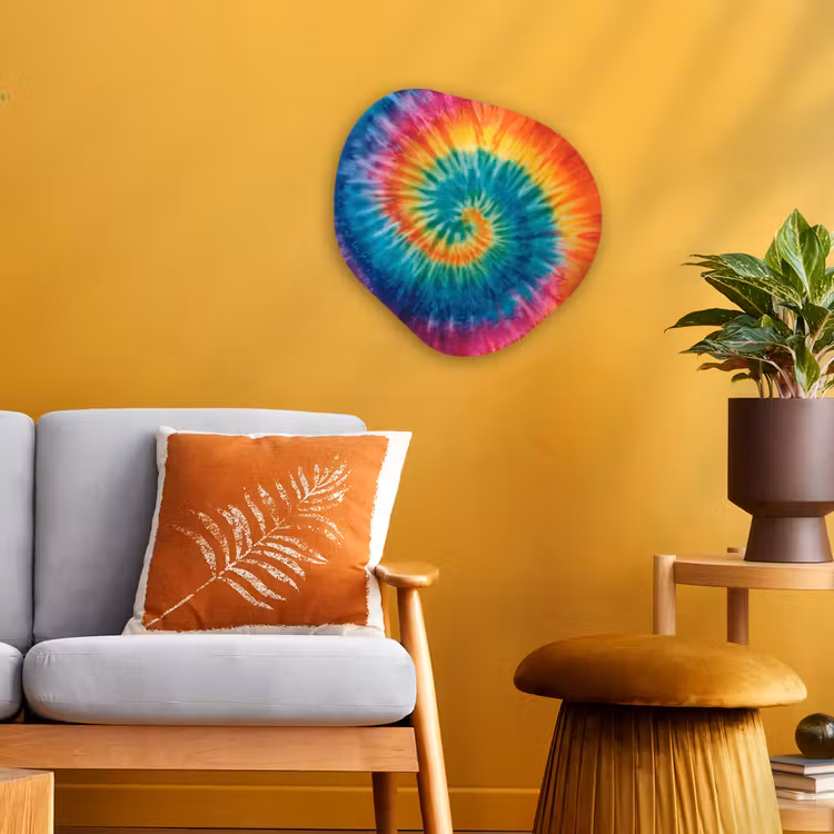 Regenboogkleuren - Tie dye - Wandcirkel Organisch Forex 3mm klein -sfeer4