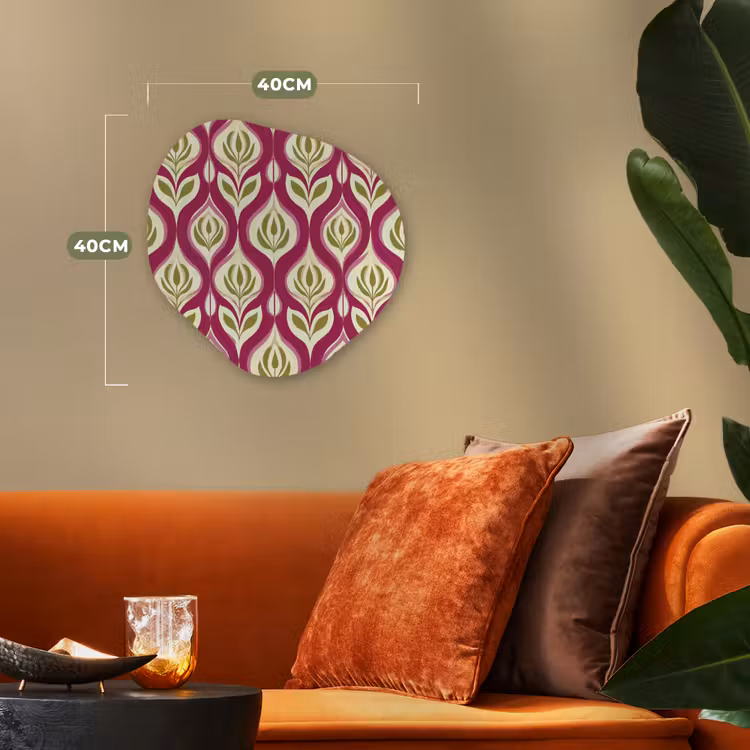 Retro - Floraal - Paars Wandcirkel Organisch Forex 3mm klein 629 -sfeer3
