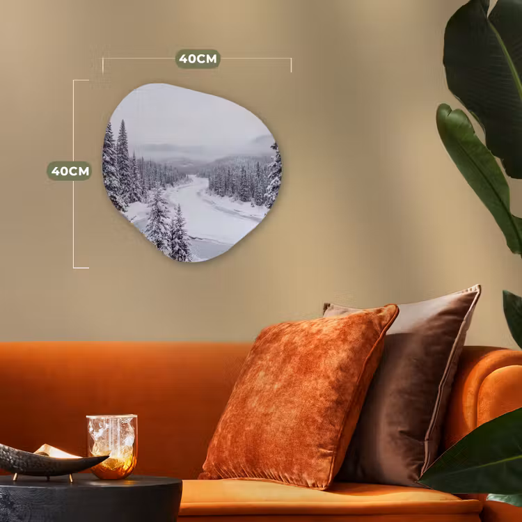 Rivier - Bevroren - Landschap - Winter Wandcirkel Organisch Forex 3mm klein -sfeer3